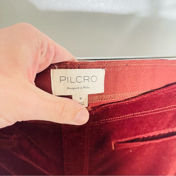 NEW Anthropologie Pilcro Pull-On Mid-Rise Retro Flare Velvet Jeans Chestnut - Picture 8 of 8